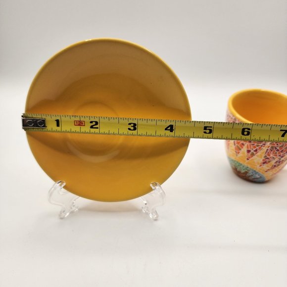 GdP Giordano di Ponzano Italy Modern Cup Saucer Bright Geometric Mosaic Sunburst - Picture 9 of 13